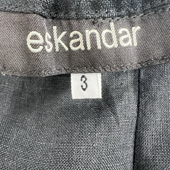 Eskandar Black 100% Linen Lagenlook Pull On Wide Leg Trouser Pants Size 3 - Picture 3 of 6